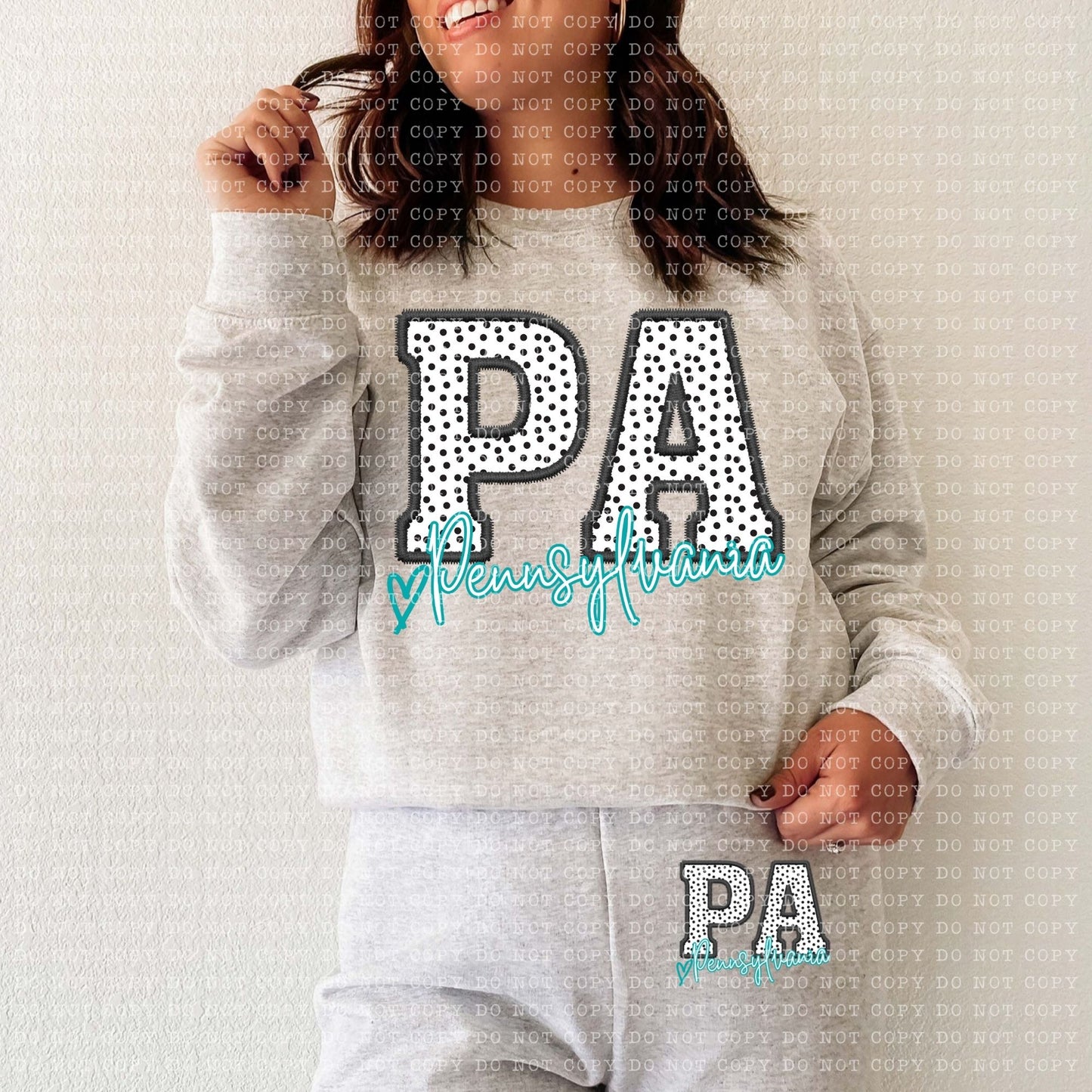 PA Dotted State Embroidery Faux DTF Transfer