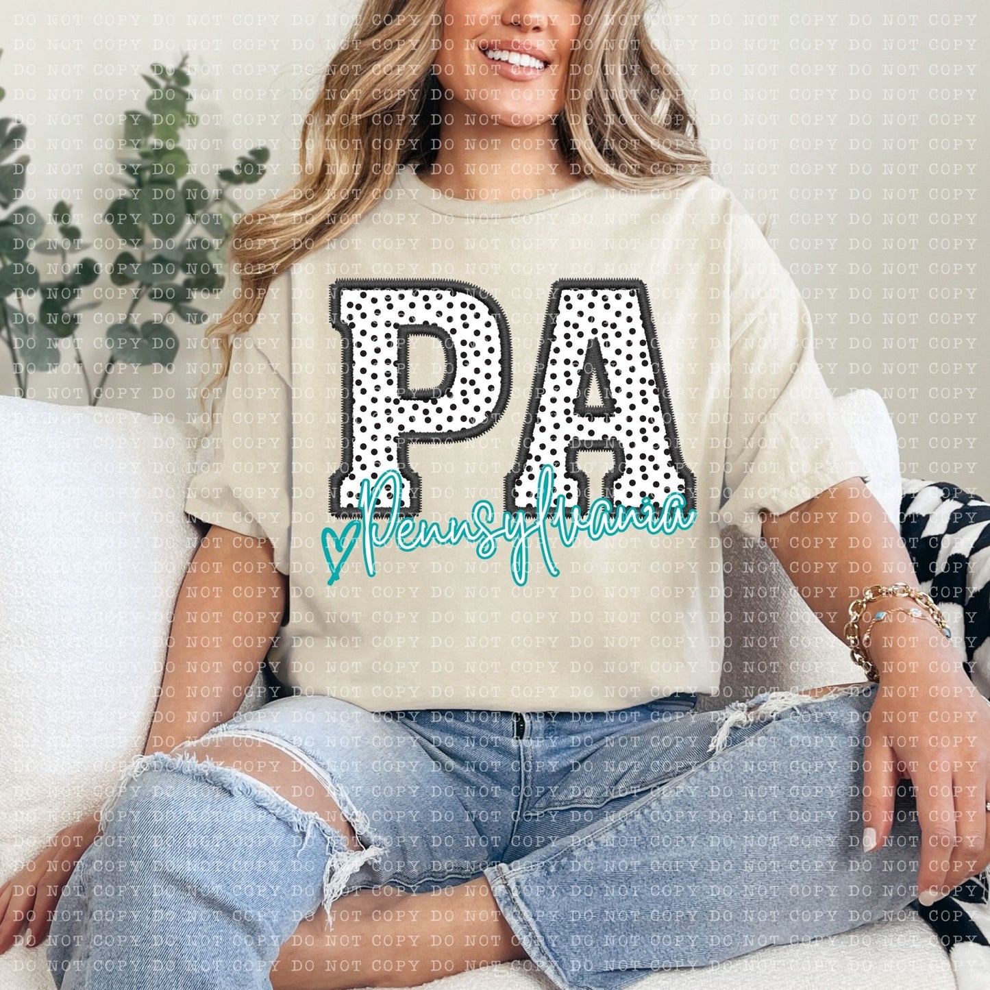 PA Dotted State Embroidery Faux DTF Transfer