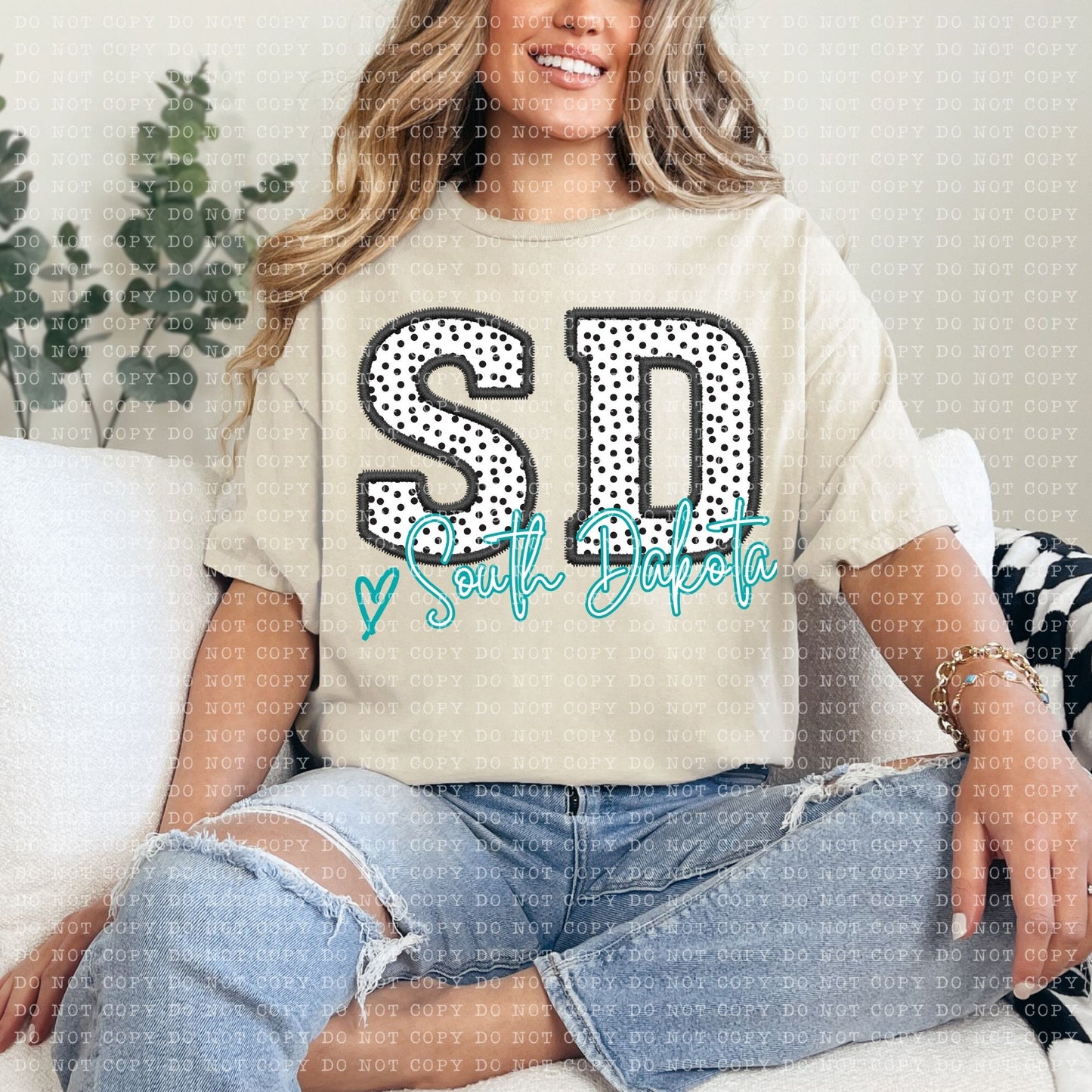 SD Dotted State Embroidery Faux DTF Transfer