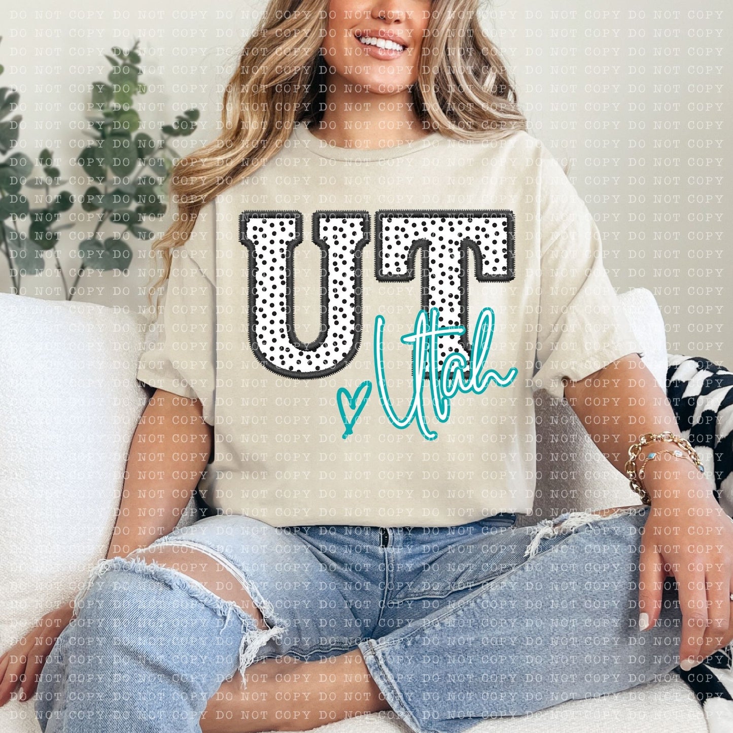 UT Dotted State Embroidery Faux DTF Transfer