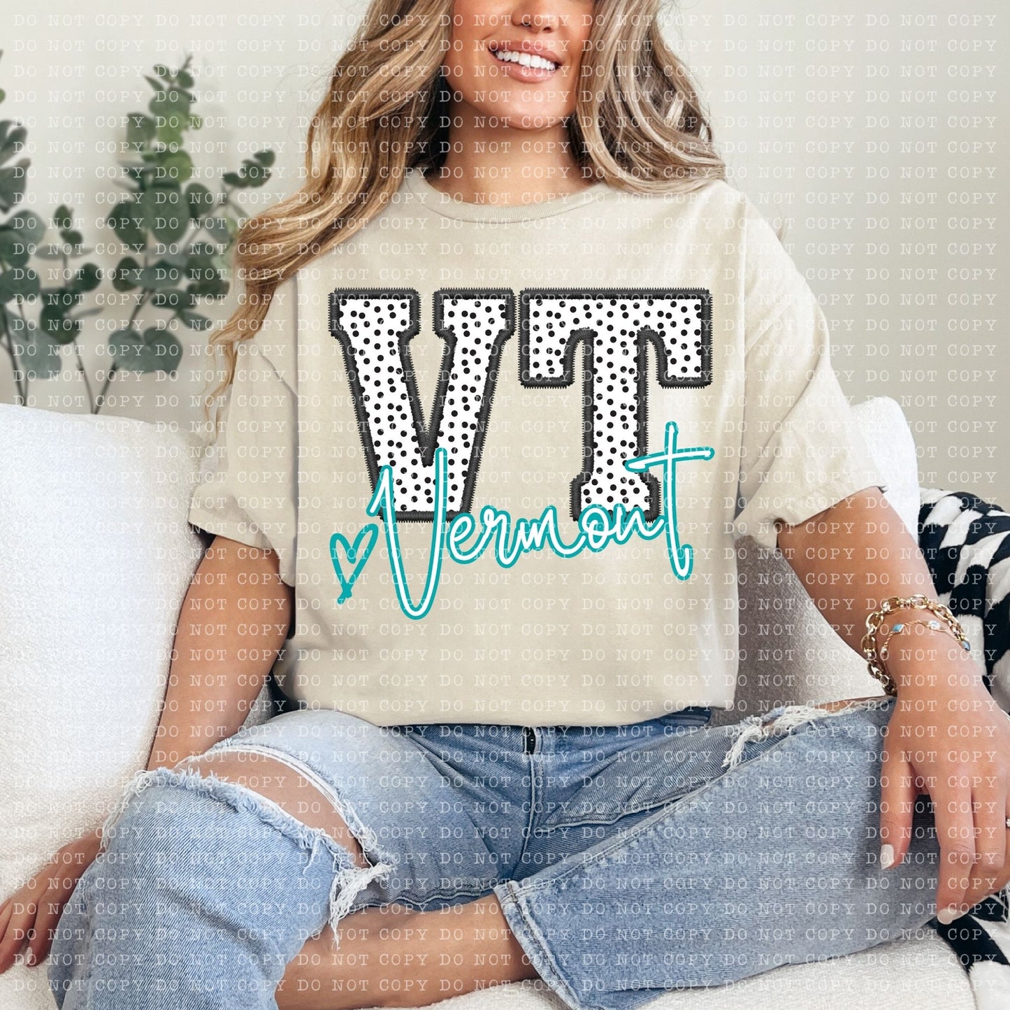 VT Dotted State Embroidery Faux DTF Transfer