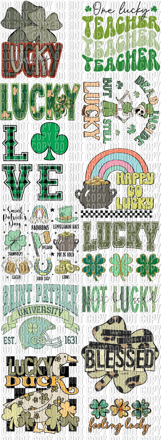 St. Patrick's Day #2 Pre Made 22x60 Gang Sheet DTF Transfer
