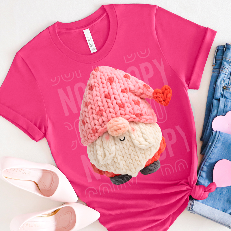 Valentine's Gnome Yarn Faux DTF Transfer