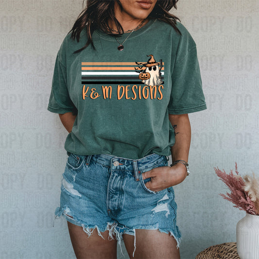 Vintage Ghost Retro Stripe Custom Name DTF Transfer