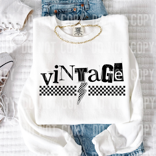 Vintage Checkered Bolt Word DTF Transfer