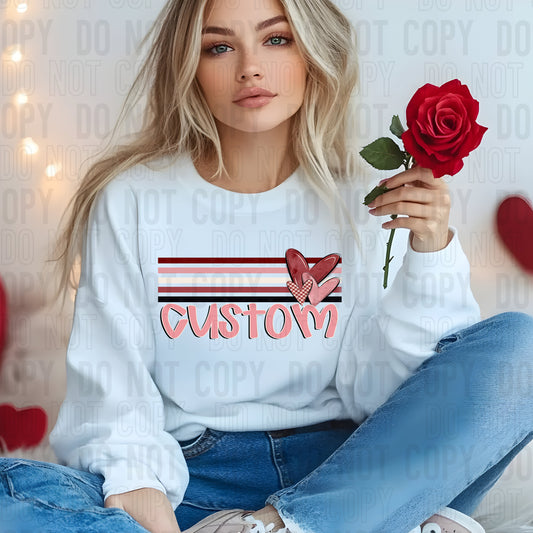 Valentine's Day Retro Stripes Custom Name DTF Transfer