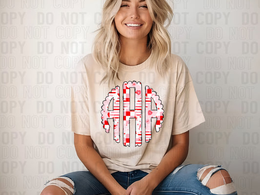 Valentine's Checkered Monogram DTF Transfer