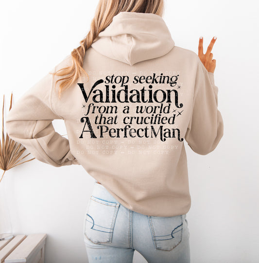 Validation Perfect Man Black Font DTF Transfer
