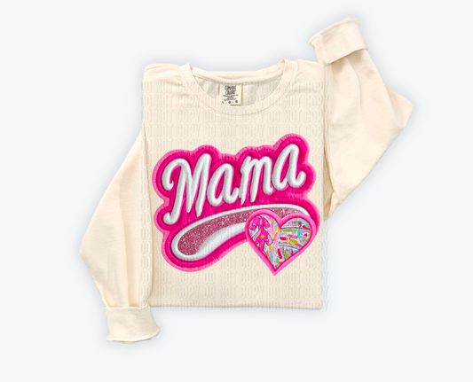 Pink Varsity Mama Baseball/Volleyball DTF Transfer