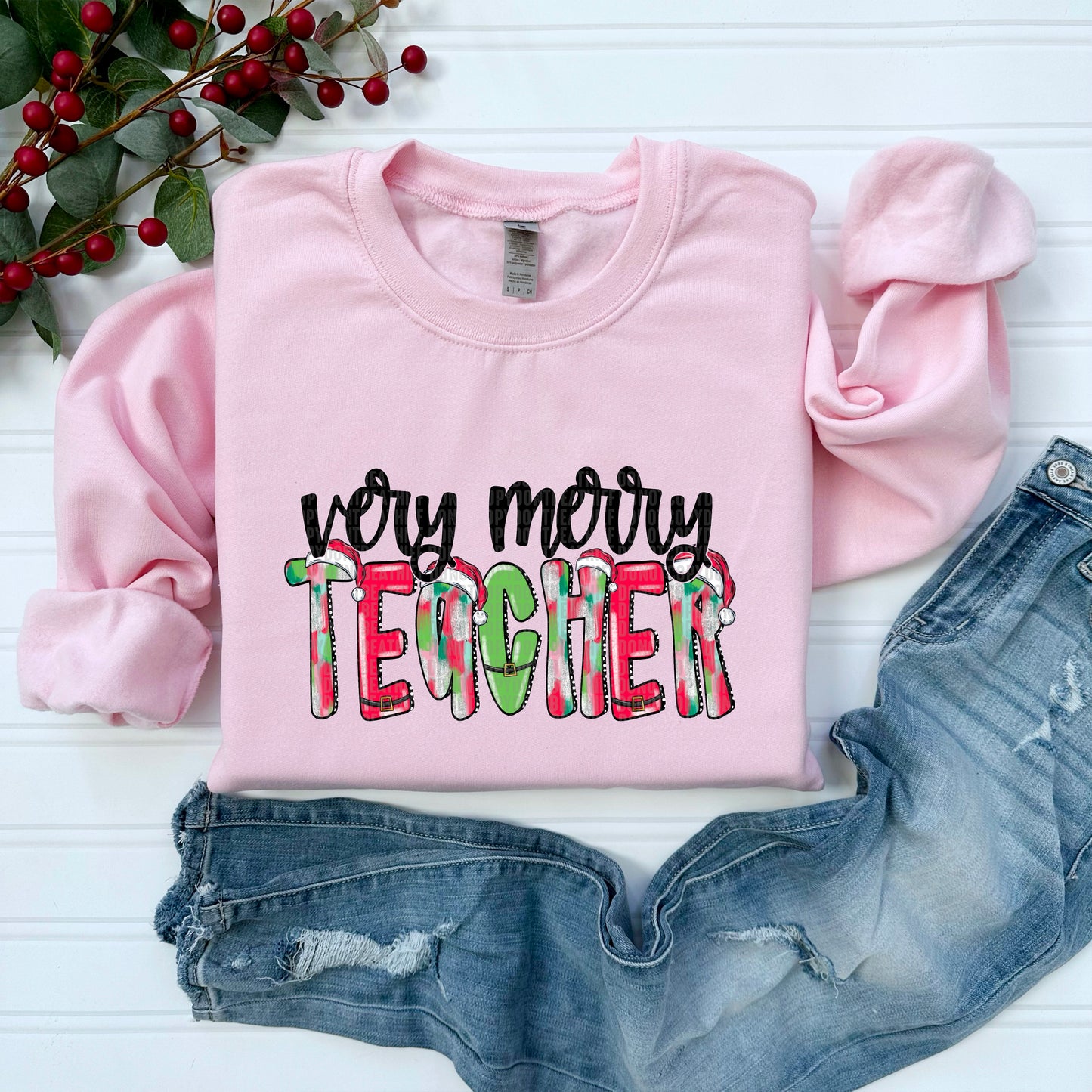 Very Merry Pink Teacher DTF Transfer