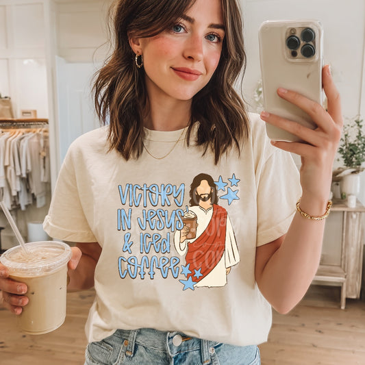 Victory In Jesus & Iced Coffee DTF Transfer