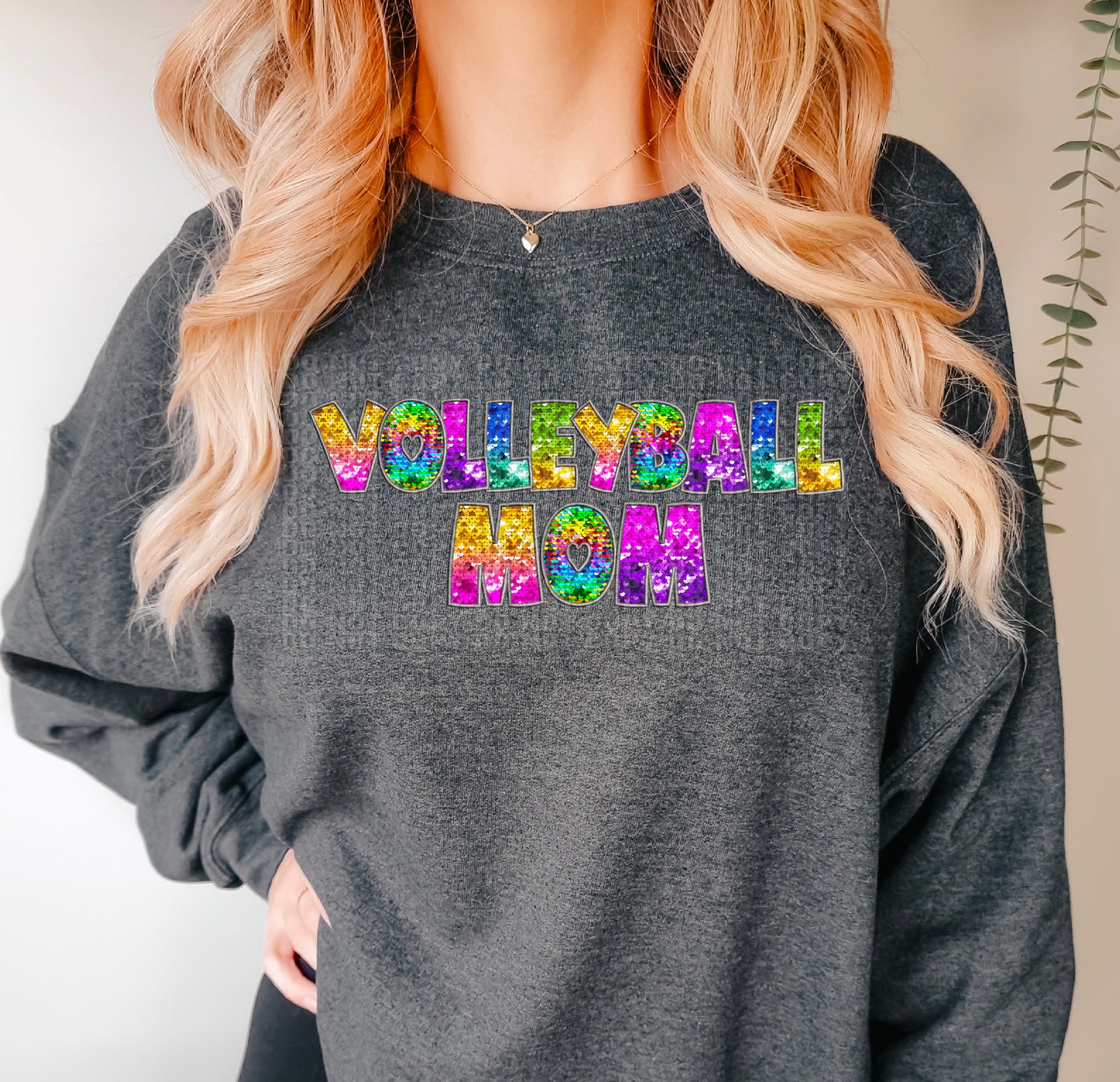 Volleyball Mom Bright Sequined Box Letters DTF Transfer