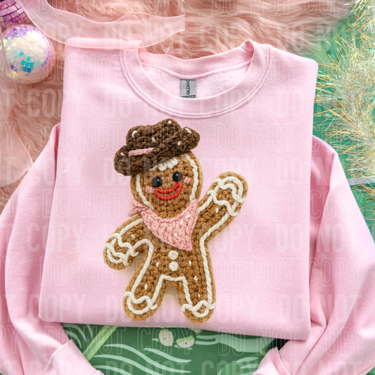 Western Christmas Gingerbread Yarn Faux DTF Transfer