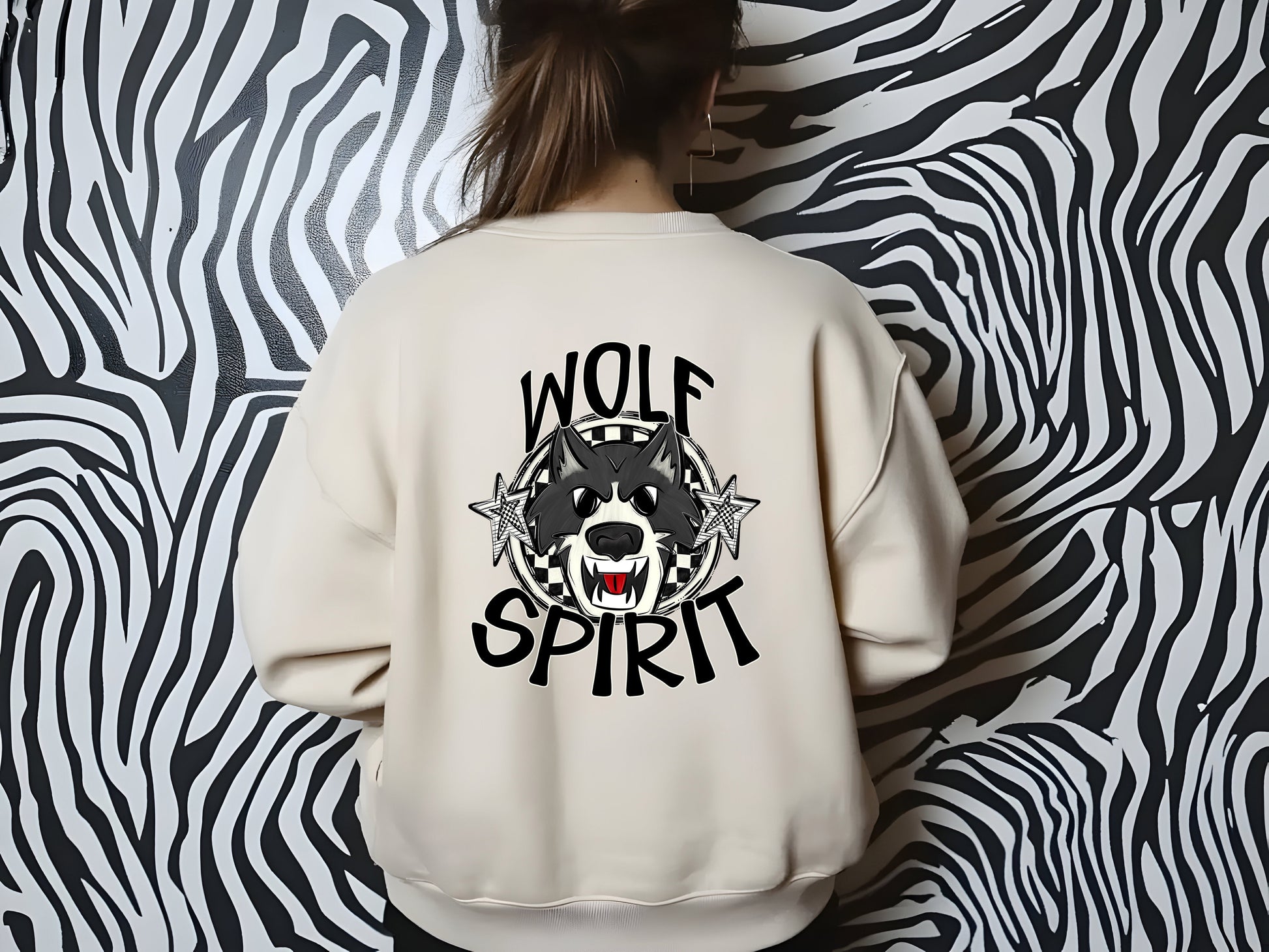 WOLF MASCOT SPIRIT CHECKER CIRCLE SAG DTF Transfer