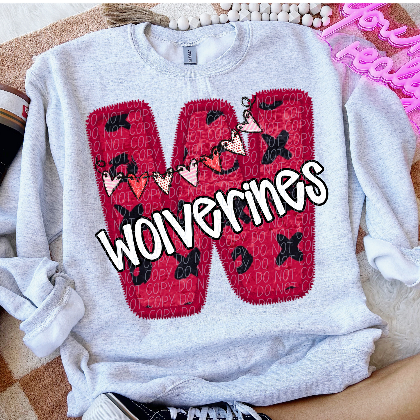 Wolverines Valentine School Spirit DTF Transfer