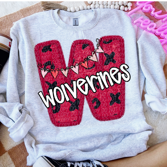 Wolverines Valentine School Spirit DTF Transfer