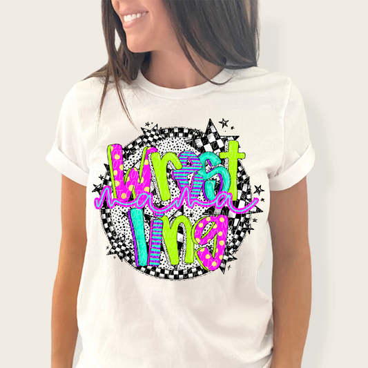 Wrestling Mama Neon Checker DTF Transfer