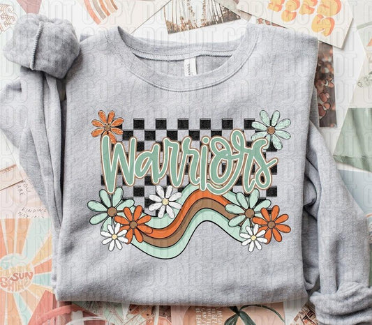 Warriors Boho Wavy Mascot DTF Transfer