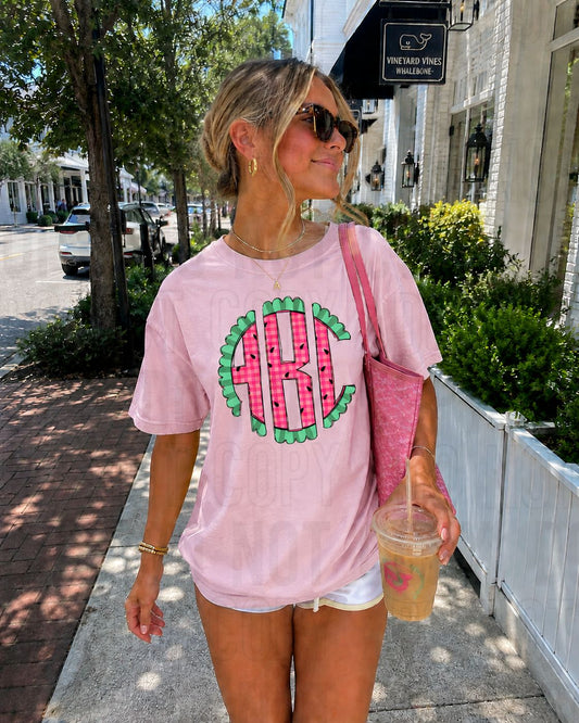 Watermelon Scalloped Monogram DTF Transfer