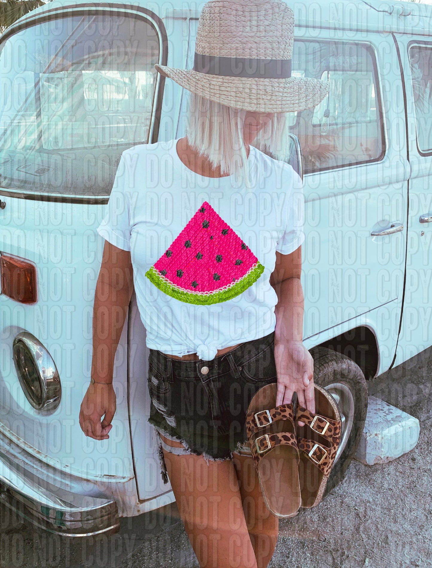 Watermelon Stitched DTF Transfer