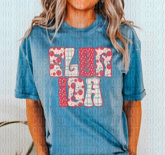 Florida Strawberries Retro State DTF Transfer