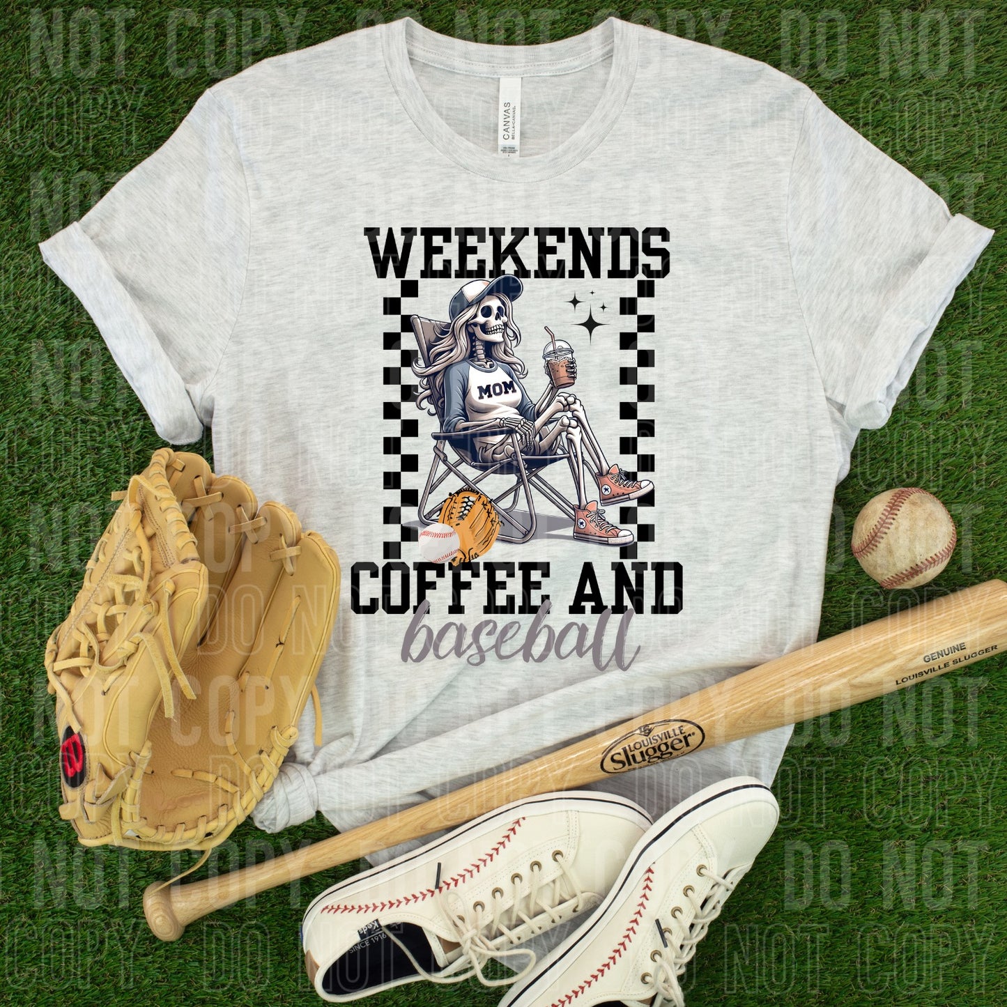 Weekends Coffee And Baseball Skeleton DTF Transfer