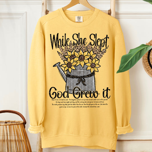 While She Slept God Grew It DTF Transfer