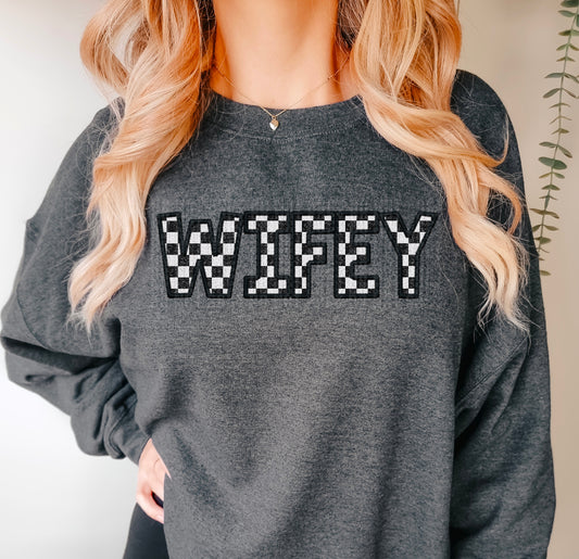 Wifey Checkered Faux DTF Transfer