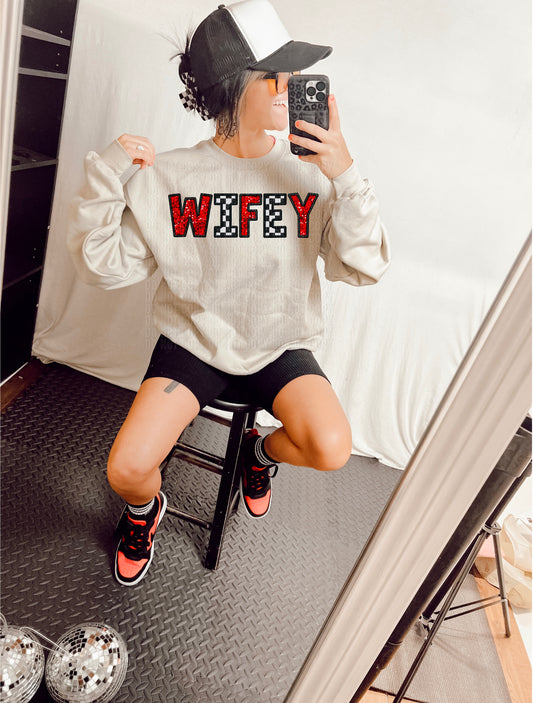 Wifey Red Checkered DTF Transfer