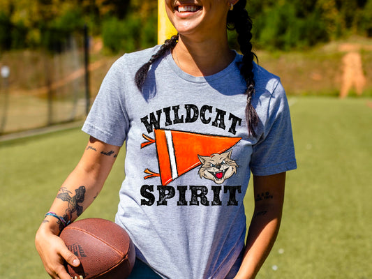 Wildcat Spirit Pennant Mascot Orange DTF Transfer