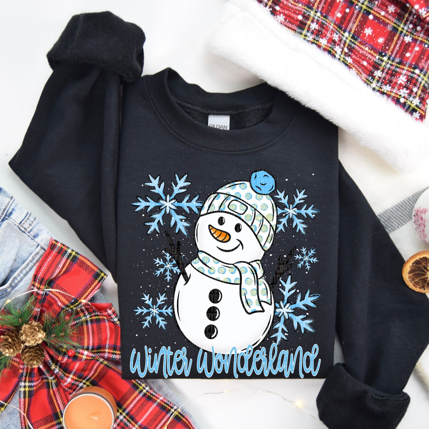 Winter Wonderland Snowman & Snowflakes DTF Transfer