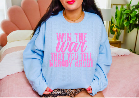 Win The War Pink Font DTF Transfer