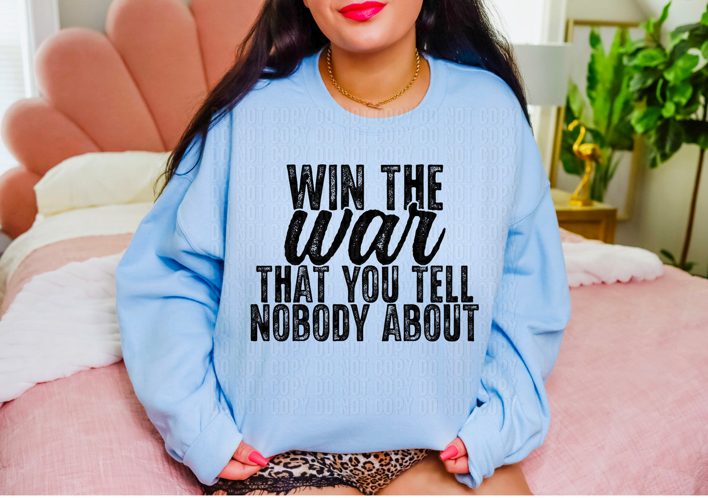 Win The War Black Font DTF Transfer