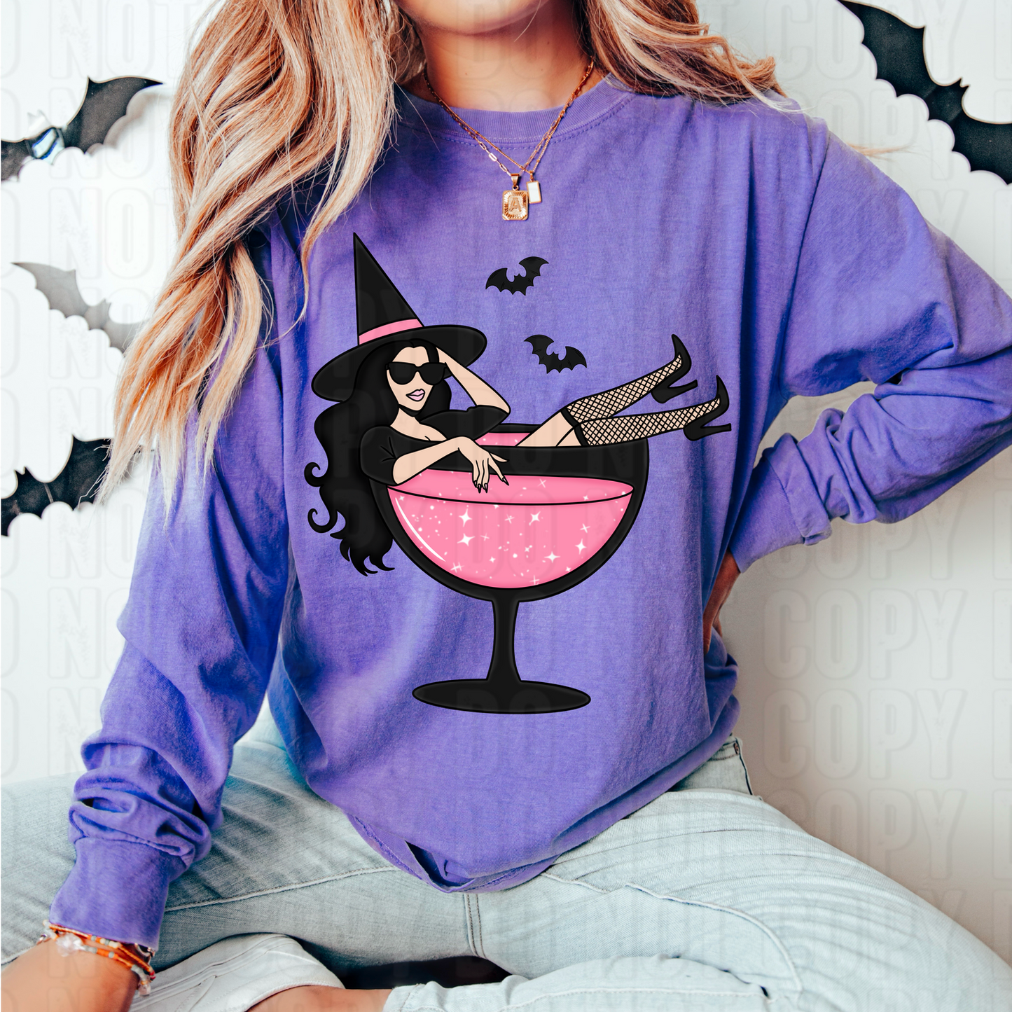 Witch In Glass White DTF Transfer