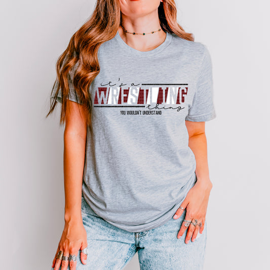 Wrestling Thing Burgundy White DTF Transfer