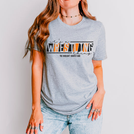 Wrestling Thing Orange Black DTF Transfer