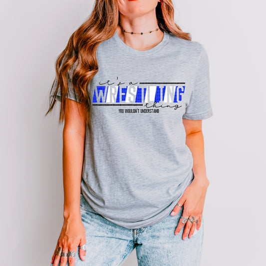 Wrestling Thing Royal Blue White DTF Transfer