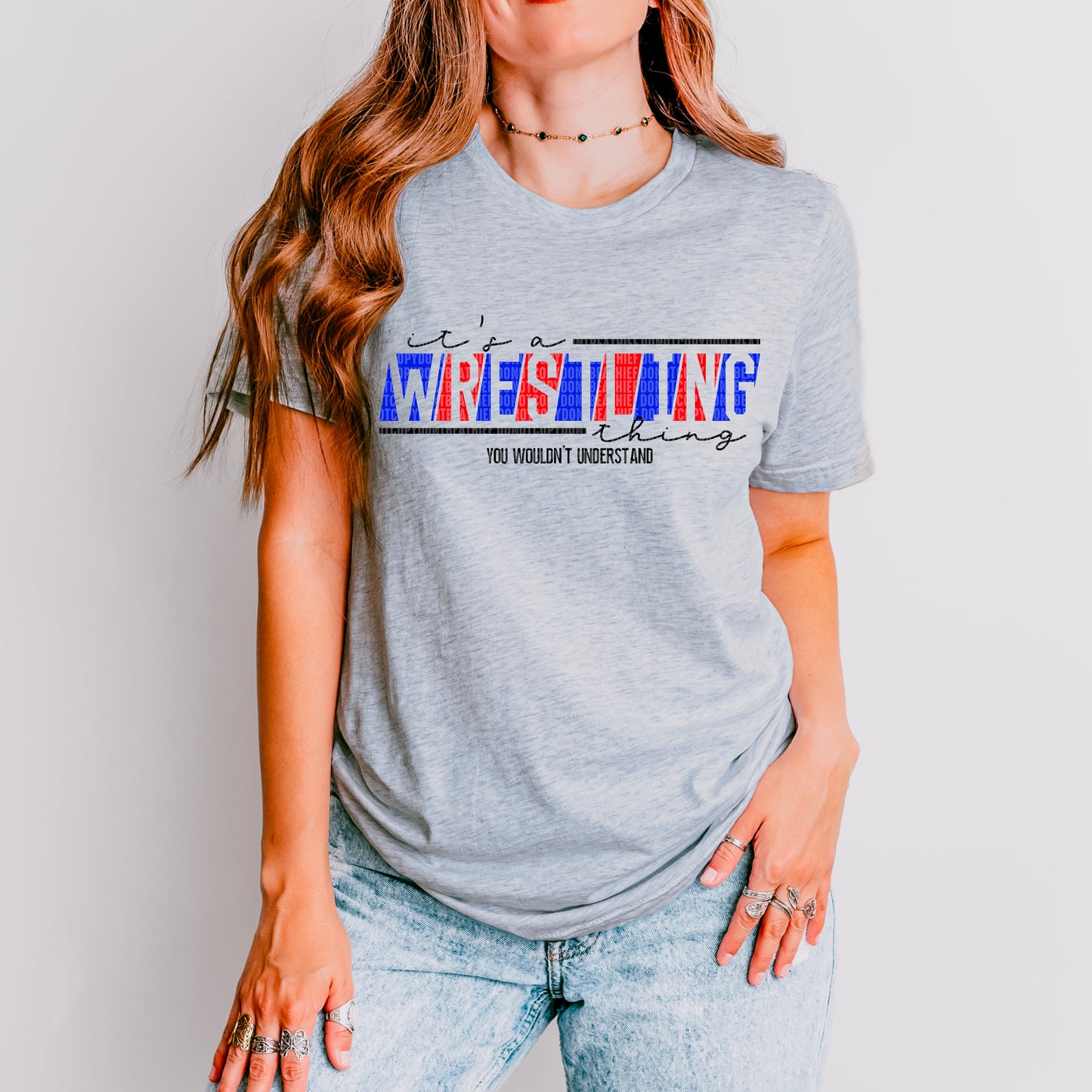 Wrestling Thing Red Royal Blue DTF Transfer