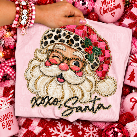 XOXO Santa Faux Embroidery DTF Transfer