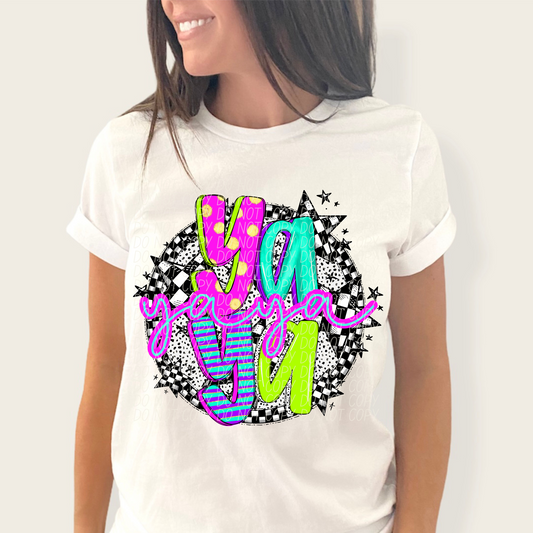 Yaya Neon Checker DTF Transfer