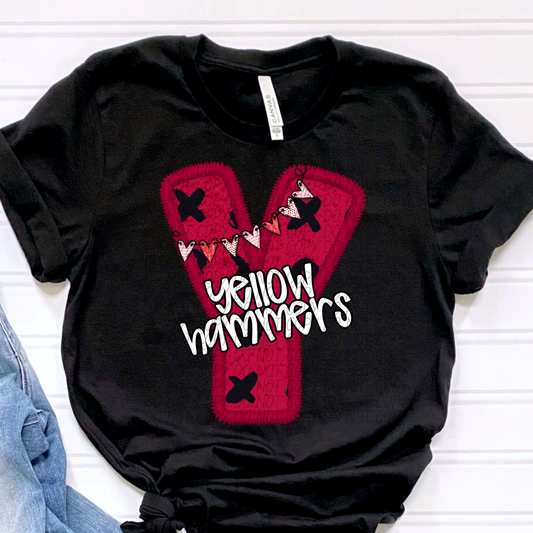 Yellow Hammers Valentine School Spirit DTF Transfer