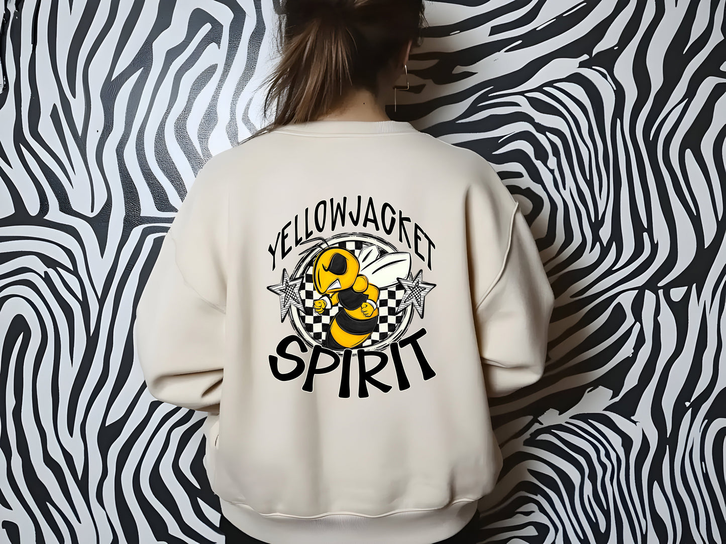 YELLOWJACKET MASCOT SPIRIT CHECKER CIRCLE SAG DTF Transfer
