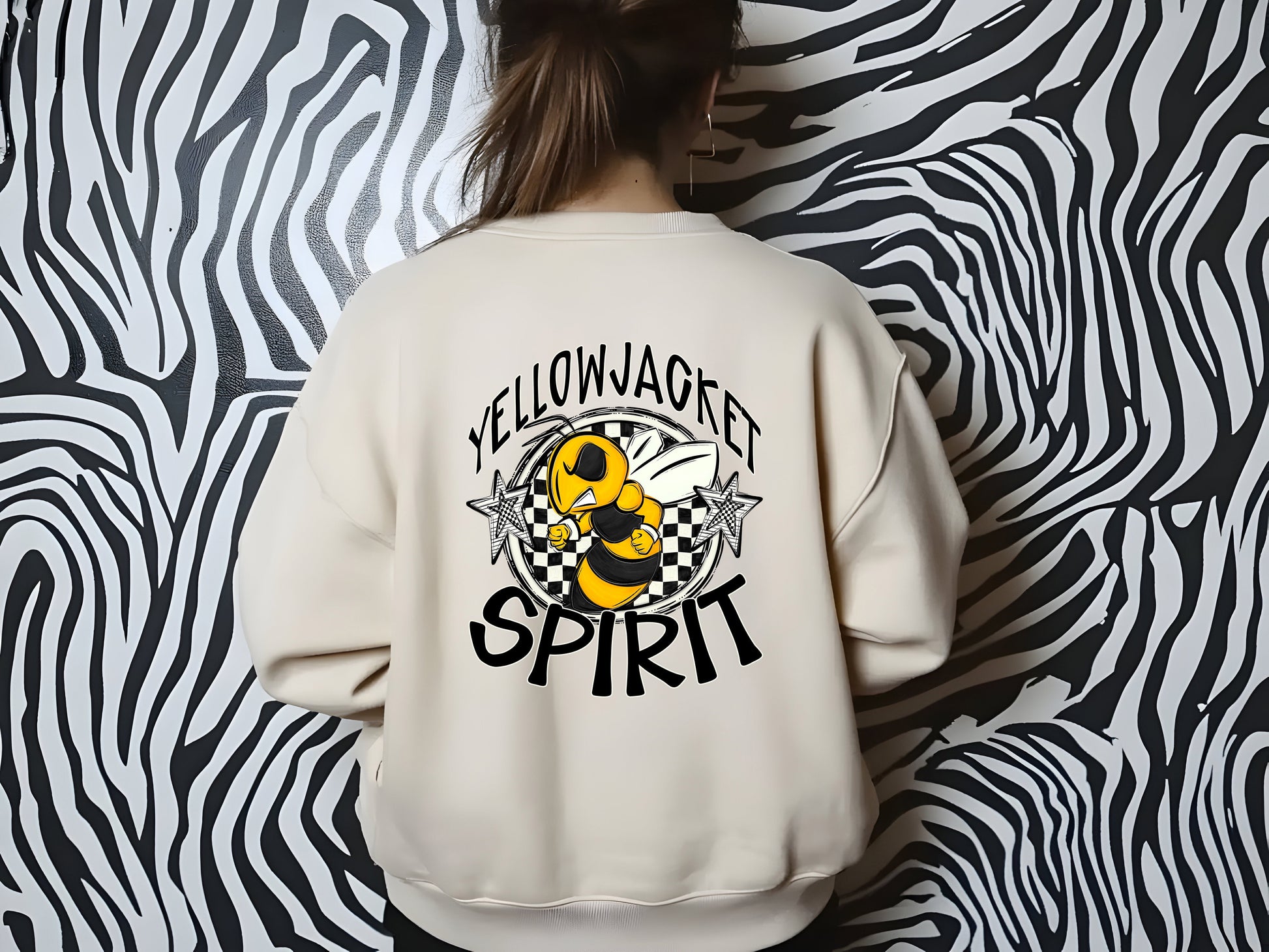 YELLOWJACKET MASCOT SPIRIT CHECKER CIRCLE SAG DTF Transfer