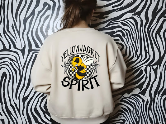 YELLOWJACKET MASCOT SPIRIT  CHECKER CIRCLE SAG DTF Transfer