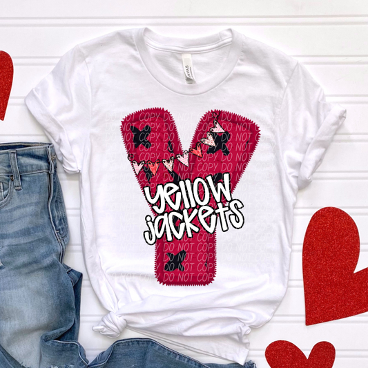 Yellow Jackets Valentine School Spirit DTF Transfer