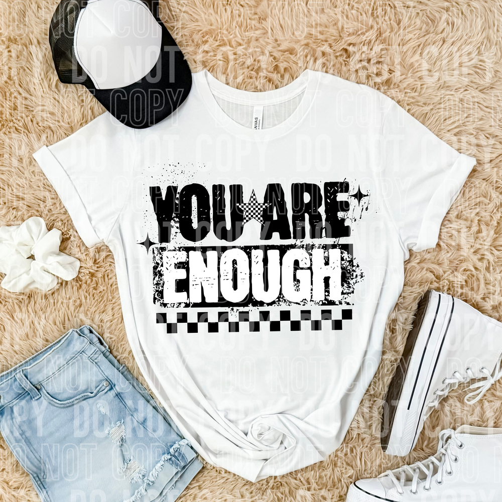 You Are Enough Checkered Bolt Word DTF Transfer