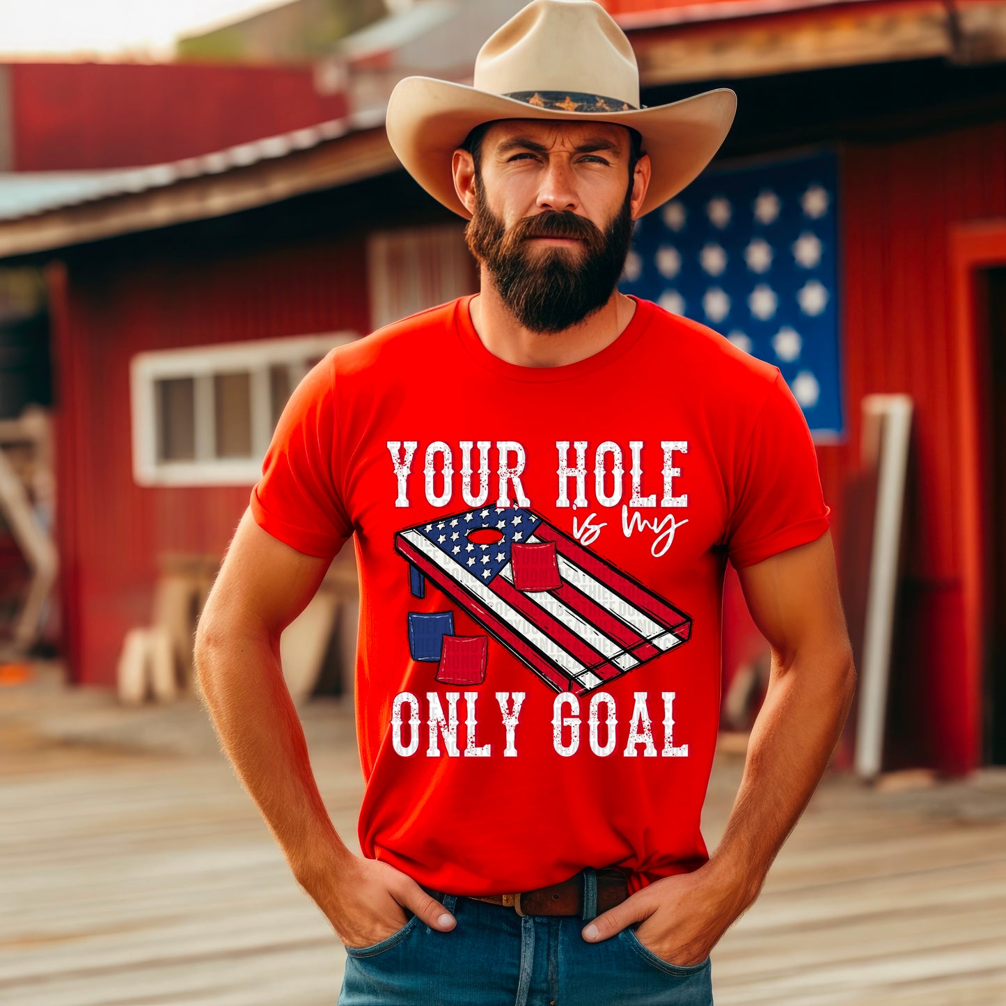 Your Hole Is My Only Goal Red, White And Blue DTF Transfer