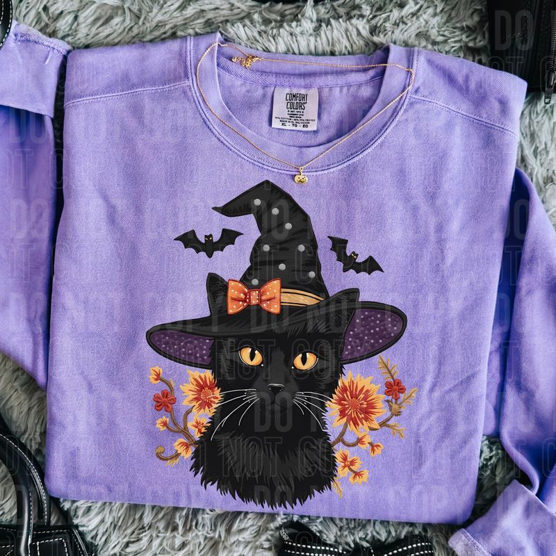 Halloween Cat & Bats DTF Transfer