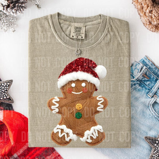 Realistic Yarn Faux Gingerbread Man DTF Transfer