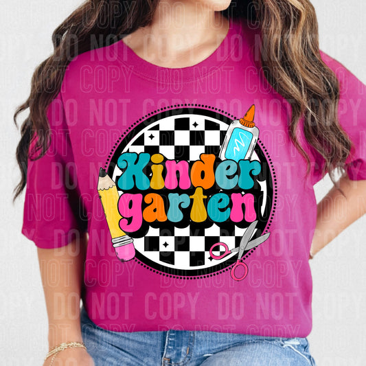 Kindergarten Checkered Circle DTF Transfer